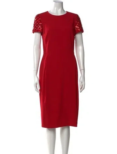 Pre-owned Escada Crew Neck Knee-length Dress In Red