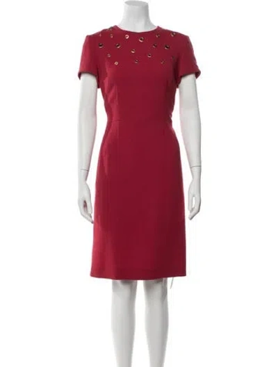 Pre-owned Escada Crew Neck Knee-length Dress In Red