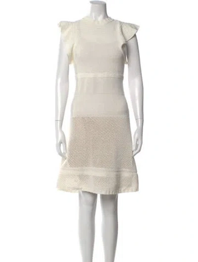 Pre-owned Escada Crew Neck Knee-length Dress In White