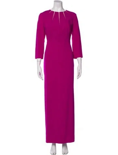 Pre-owned Escada Crew Neck Long Dress In Pink