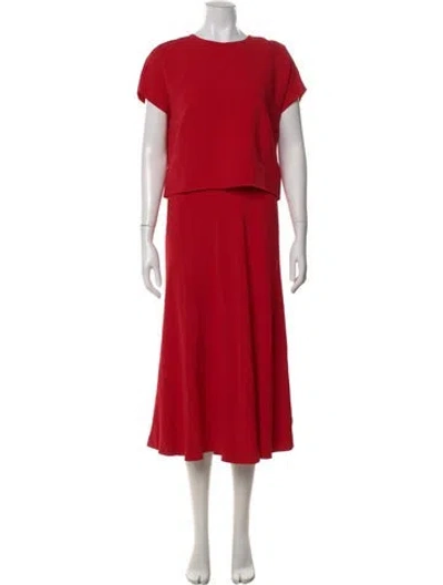 Pre-owned Escada Crew Neck Long Dress In Red
