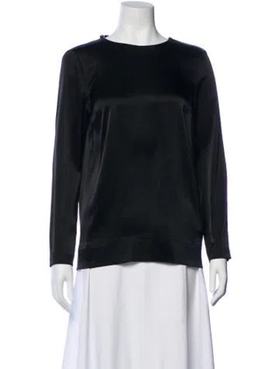 Pre-owned Escada Crew Neck Long Sleeve Blouse In Black