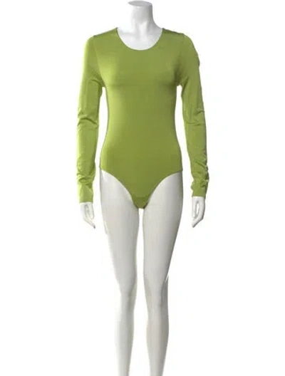 Pre-owned Escada Crew Neck Long Sleeve Bodysuit In Green