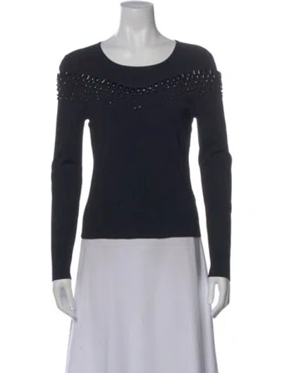 Pre-owned Escada Crew Neck Long Sleeve Top In Black