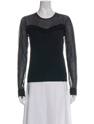 Pre-owned Escada Crew Neck Long Sleeve Top In Black