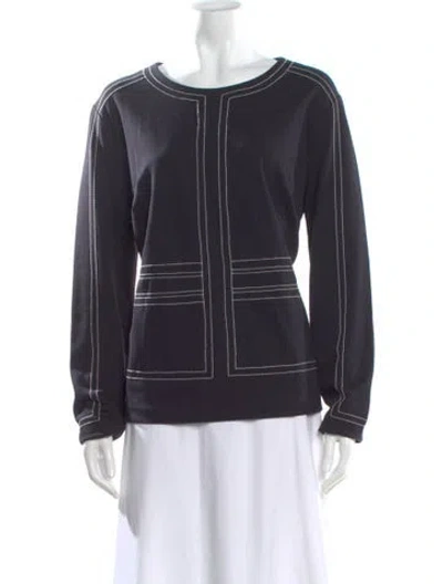 Pre-owned Escada Crew Neck Long Sleeve Top In Blue