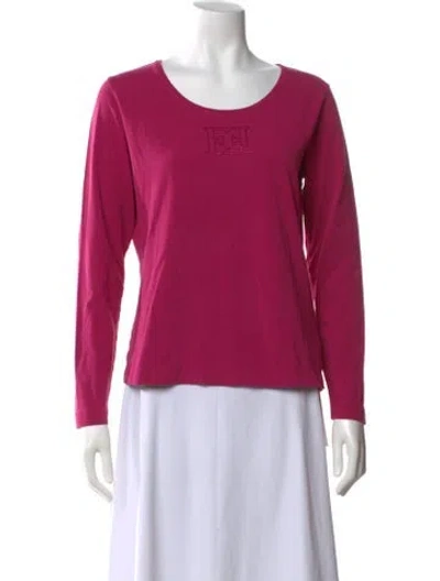 Pre-owned Escada Crew Neck Long Sleeve Top In Pink