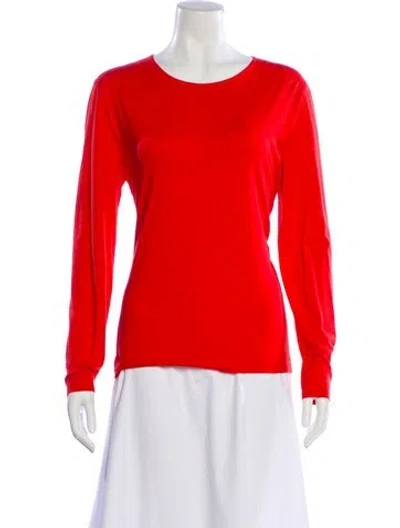 Pre-owned Escada Crew Neck Long Sleeve Top In Red