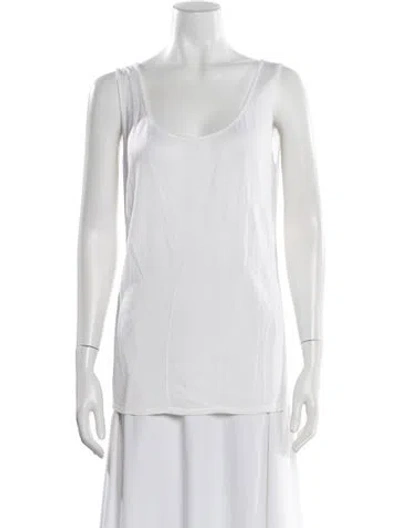 Pre-owned Escada Crew Neck Long Sleeve Top In White