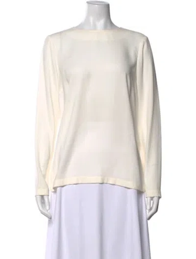Pre-owned Escada Crew Neck Long Sleeve Top In White