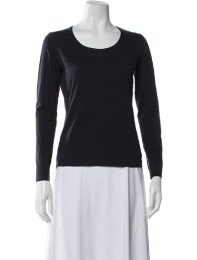 Pre-owned Escada Crew Neck Long Sleeve T-shirt In Blue