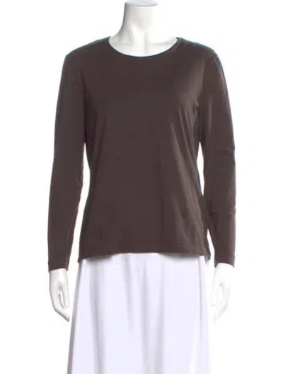 Pre-owned Escada Crew Neck Long Sleeve T-shirt In Brown