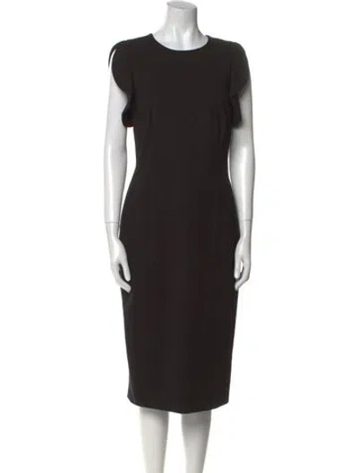 Pre-owned Escada Crew Neck Midi Length Dress In Black