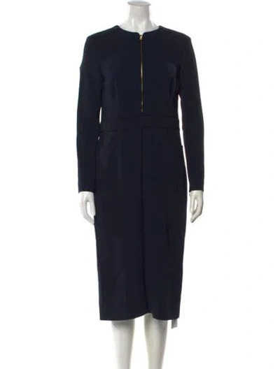 Pre-owned Escada Crew Neck Midi Length Dress In Black