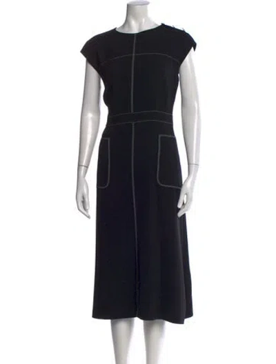 Pre-owned Escada Crew Neck Midi Length Dress In Black