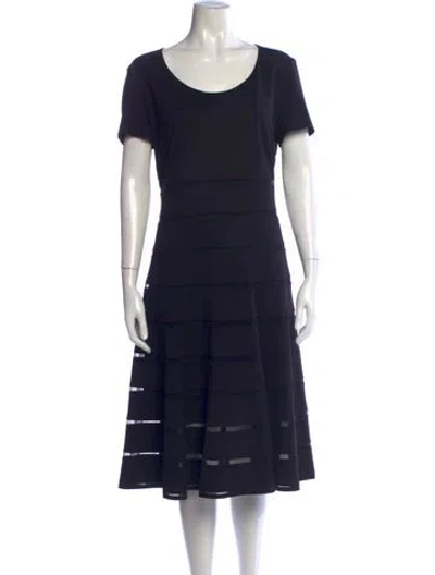 Pre-owned Escada Crew Neck Midi Length Dress In Black