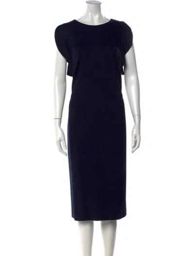 Pre-owned Escada Crew Neck Midi Length Dress In Blue