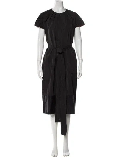 Pre-owned Escada Crew Neck Midi Length Dress In Gray