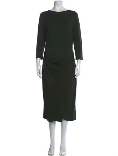 Pre-owned Escada Crew Neck Midi Length Dress In Green