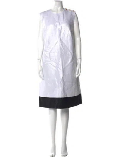 Pre-owned Escada Crew Neck Midi Length Dress In Multi
