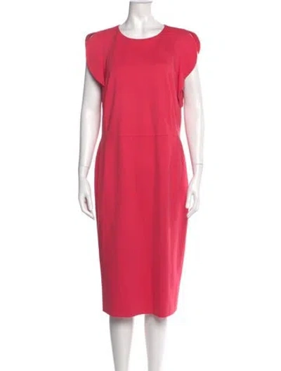 Pre-owned Escada Crew Neck Midi Length Dress In Pink