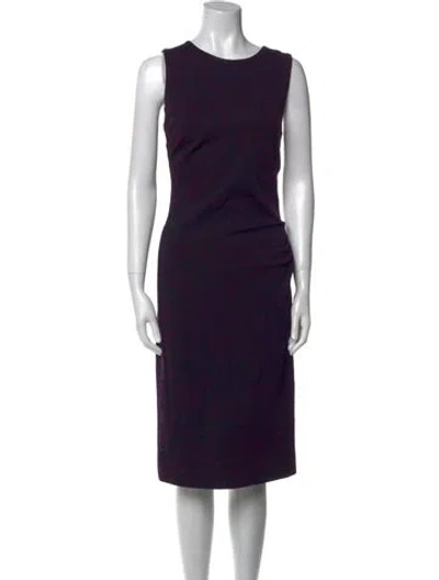 Pre-owned Escada Crew Neck Midi Length Dress In Purple
