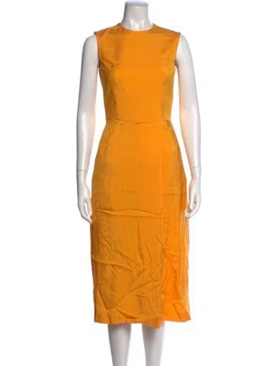 Pre-owned Escada Crew Neck Midi Length Dress W/ Tags In Orange