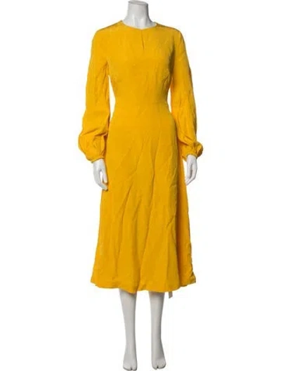 Pre-owned Escada Crew Neck Midi Length Dress In Yellow