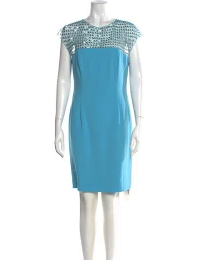 Pre-owned Escada Crew Neck Mini Dress In Blue