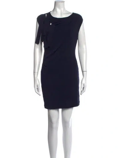 Pre-owned Escada Crew Neck Mini Dress In Blue