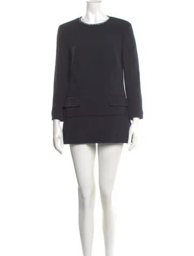 Pre-owned Escada Crew Neck Mini Dress In Gray