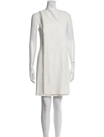 Pre-owned Escada Crew Neck Mini Dress In Neutral