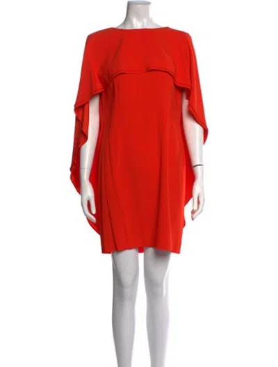 Pre-owned Escada Crew Neck Mini Dress In Orange
