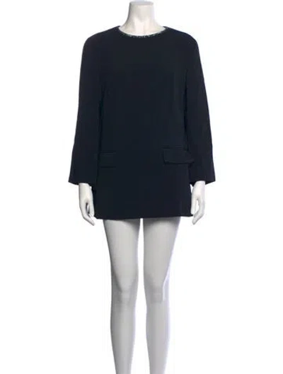 Pre-owned Escada Crew Neck Mini Dress W/ Tags In Black