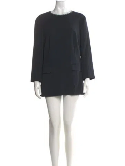 Pre-owned Escada Crew Neck Mini Dress W/ Tags In Gray