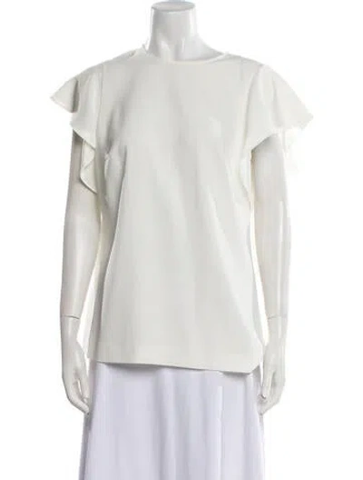 Pre-owned Escada Crew Neck Short Sleeve Blouse In Neutral
