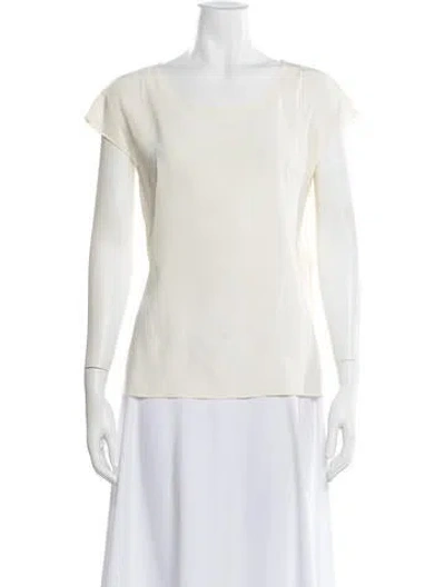 Pre-owned Escada Crew Neck Short Sleeve Blouse In Neutral