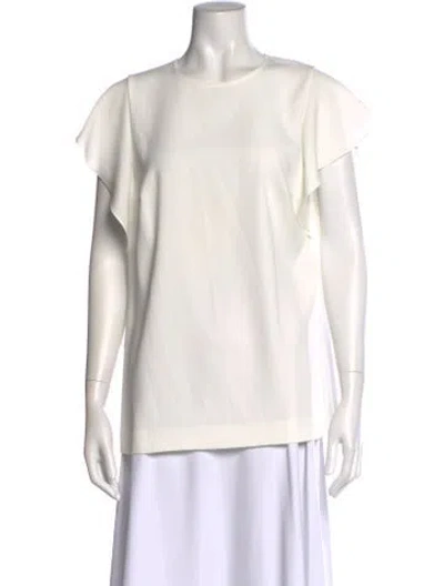 Pre-owned Escada Crew Neck Short Sleeve Blouse W/ Tags In White
