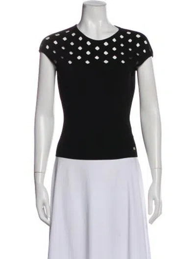 Pre-owned Escada Crew Neck Short Sleeve Top In Black