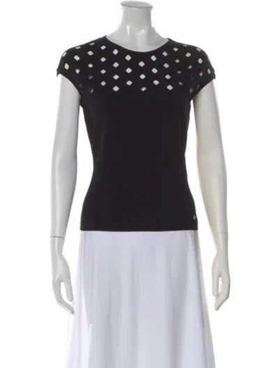 Pre-owned Escada Crew Neck Short Sleeve Top In Black