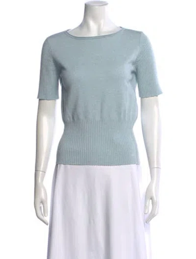 Pre-owned Escada Crew Neck Short Sleeve Top In Blue