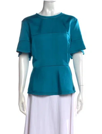 Pre-owned Escada Crew Neck Short Sleeve Top In Blue