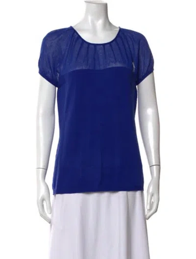 Pre-owned Escada Crew Neck Short Sleeve Top In Blue