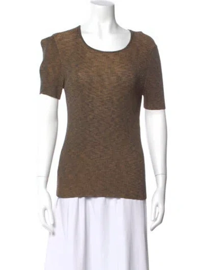 Pre-owned Escada Crew Neck Short Sleeve Top In Brown