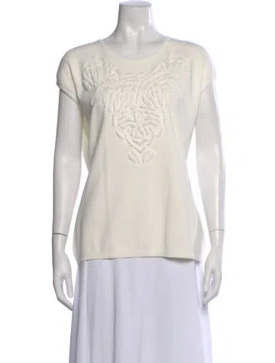 Pre-owned Escada Crew Neck Short Sleeve Top In Neutral