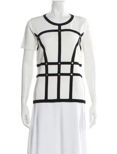Pre-owned Escada Crew Neck Short Sleeve Top In White