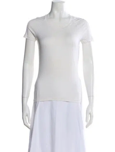 Pre-owned Escada Crew Neck Short Sleeve T-shirt In White