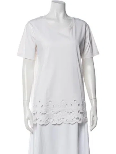 Pre-owned Escada Crew Neck Short Sleeve T-shirt In White