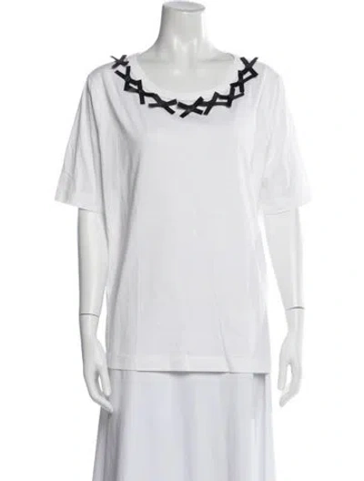 Pre-owned Escada Crew Neck Short Sleeve T-shirt In White