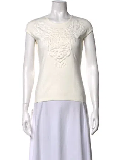 Pre-owned Escada Crew Neck Short Sleeve T-shirt In White